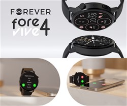Pametna ura FOREVER ForeVive 4 SB-350, 1.32´, Bluetooth, klici, črna, OE