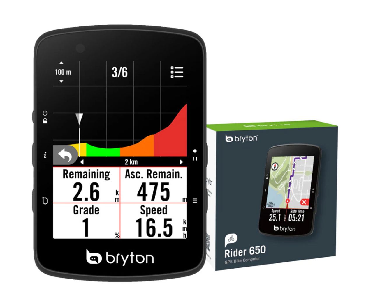 Kolesarski računalnik Bryton Rider 650 E, USB-C