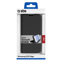 Preklopna torbica Wallet Smooth Samsung Galaxy S25 Edge, črna