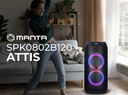 Zvočnik MANTA SPK0802B120 ATTIS, BT, 120W, baterija, RGB LED, mikr., daljinec