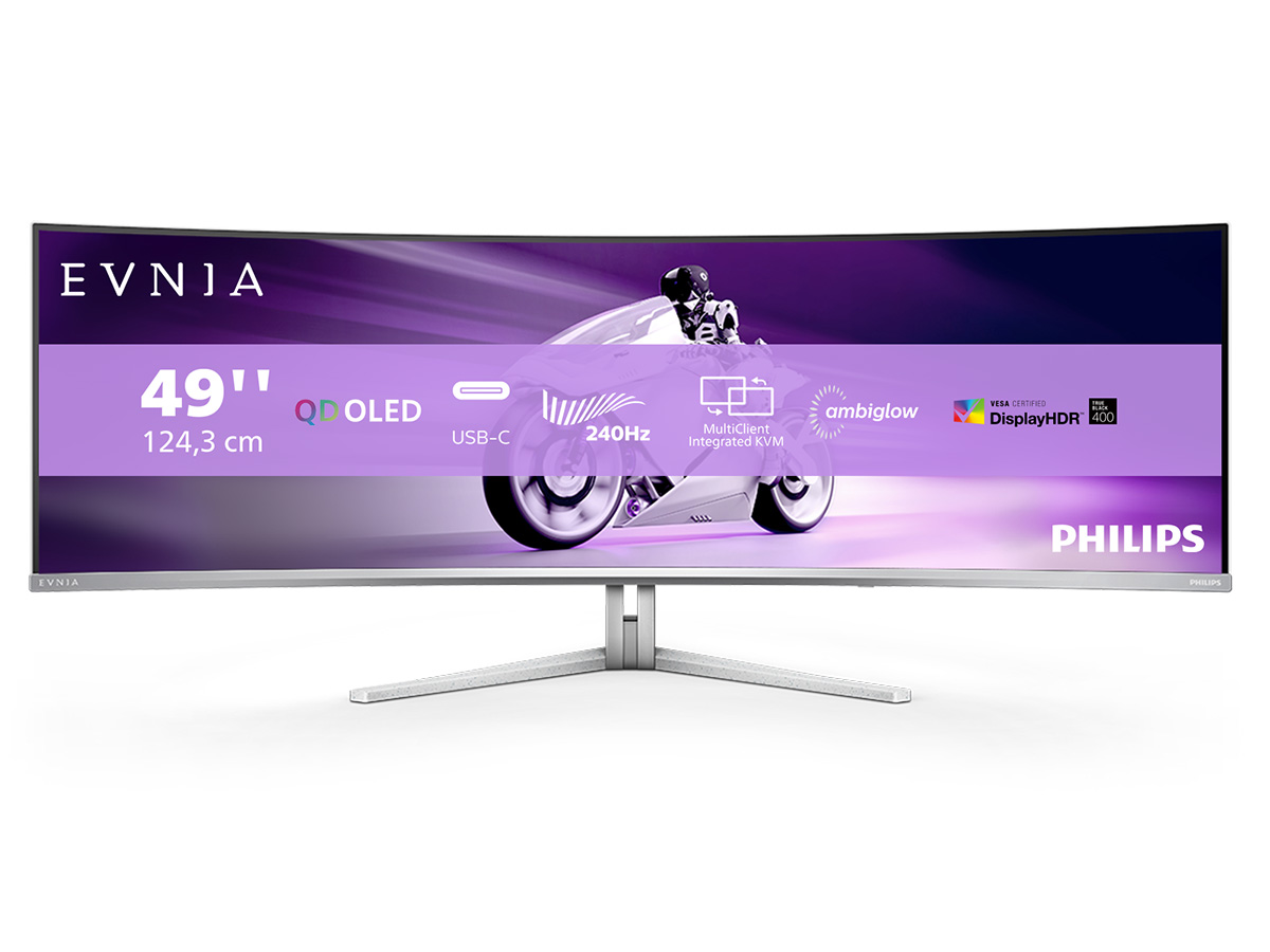 Ukrivljen gaming monitor Philips Evnia 49M2C8900 QD OLED 240Hz Ambiglow