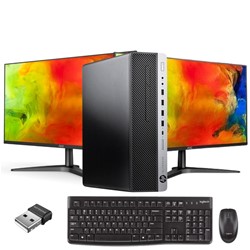 Rač.komplet HP EliteDesk 800 G5 SFF, i7-9700, 8, 256, Win11, 2×24″, Refurbished