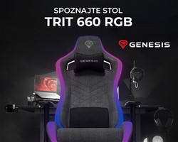 Gaming/pisarniški stol GENESIS TRIT 660 RGB, ergonomski, nastavljiv, siv