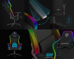 Gaming/pisarniški stol GENESIS TRIT 660 RGB, ergonomski, nastavljiv, siv