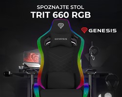 Gaming/pisarniški stol GENESIS TRIT 660 RGB, ergonomski, nastavljiv, črn