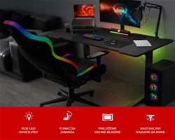 Gaming/pisarniški stol GENESIS TRIT 660 RGB, ergonomski, nastavljiv, črn