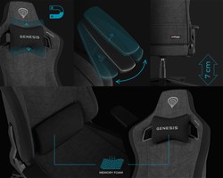 Gaming/pisarniški stol GENESIS NITRO 660,ergonomski, nastavljiv, črno siv
