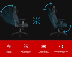 Gaming/pisarniški stol GENESIS NITRO 800,  ergonomski, nastavljiv, črno siv