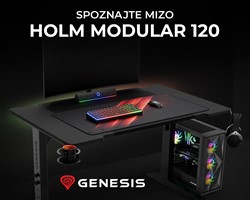 Pisarniška/gaming miza GENESIS HOLM MODULAR 120,nastavljiva višina,RGB,120x75cm