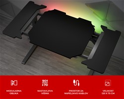 Pisarniška/gaming miza GENESIS HOLM MODULAR 120,nastavljiva višina,RGB,120x75cm