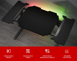 Pisarniška/gaming miza GENESIS HOLM MODULAR 140,nastavljiva višina, RGB,140x75cm