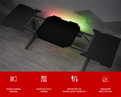 Pisarniška/gaming miza GENESIS HOLM MODULAR 180,nastavljiva višina, 180 x 75cm