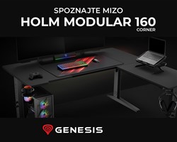 Pisarniška/gaming miza GENESIS HOLM MODULAR 160 CORNER, kotna,RGB,160x155x75cm