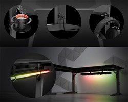 Pisarniška/gaming miza GENESIS HOLM MODULAR 160 CORNER, kotna,RGB,160x155x75cm