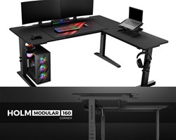 Pisarniška/gaming miza GENESIS HOLM MODULAR 160 CORNER, kotna,RGB,160x155x75cm