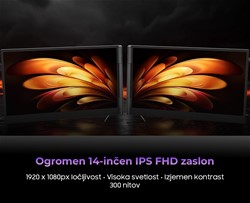 Dvojni zaslon / monitor za prenosnik DCM6 Blackview, 35cm (14