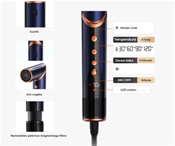Sušilnik / oblikovalec za lase MANTA LOVIO LVHS001 AirStyle,8V1, 1400W, NTC