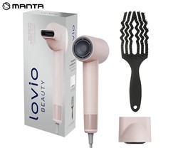 Sušilnik za lase MANTA LOVIO LVHD001 AirFlow, 1600W, 4 načini, 2 hitrosti, roza