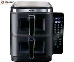 XXL cvrtnik / friteza na vroč zrak DOUBLE XXL ALPINA, 11L, 2800W, 2x posoda 