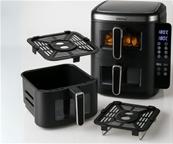 XXL cvrtnik / friteza na vroč zrak DOUBLE XXL ALPINA, 11L, 2800W, 2x posoda 