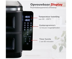 XXL cvrtnik / friteza na vroč zrak DOUBLE XXL ALPINA, 11L, 2800W, 2x posoda 