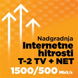 Nadgradnja do 1,5Gbit/s - 500 Mbit/s na FTTH paket T2 TV+NET