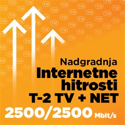 Nadgradnja do 2,5Gbit/s - 2,5Gbit/s na FTTH paket T2 TV+NET