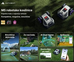 Robotska kosilnica ANTHBOT M5 LiDAR, brez žice, 500m2, 360° LiDAR + Dual Vision
