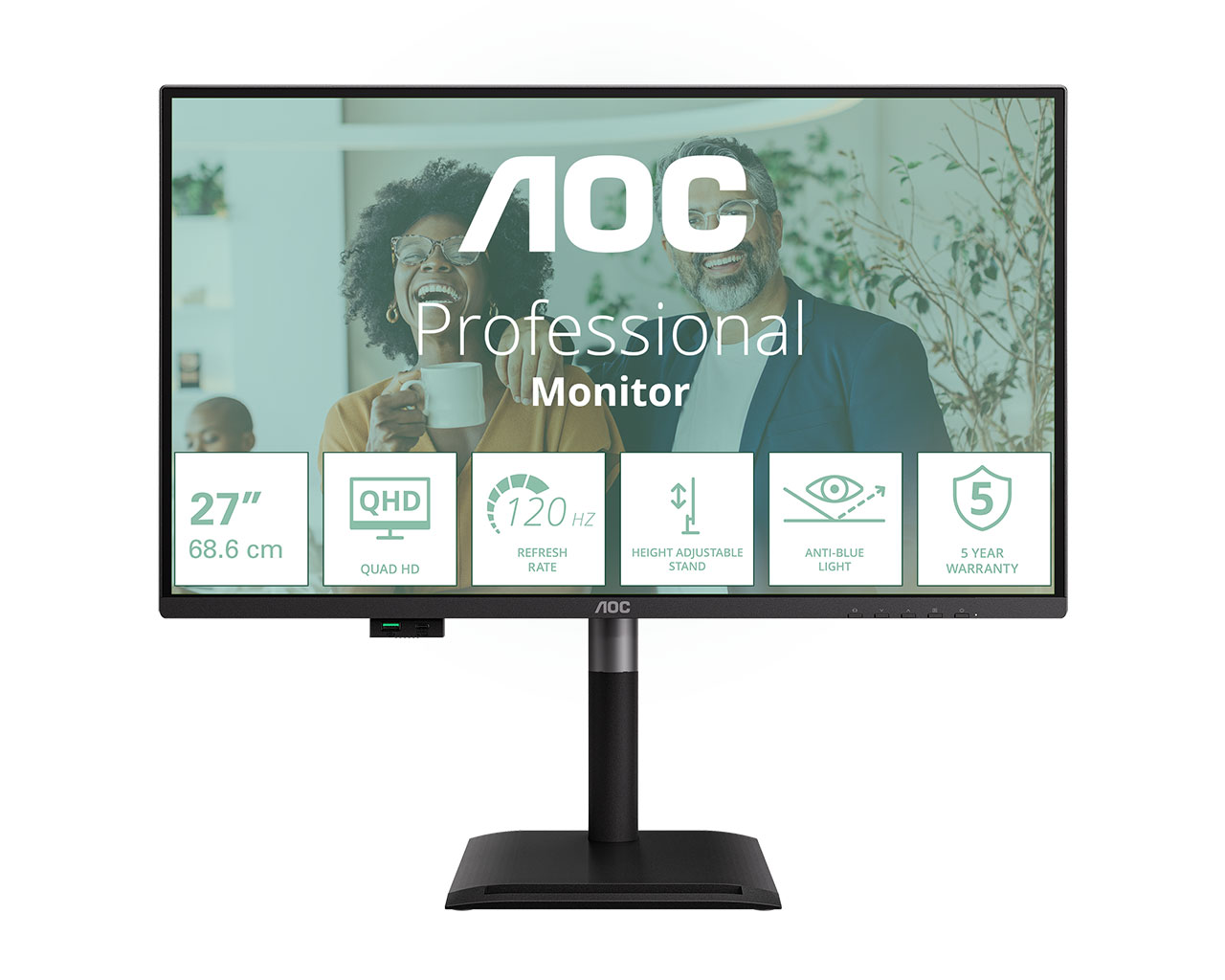 LED monitor AOC Q27P4CV 27 QHD IPS 120Hz USB-C 96W PD