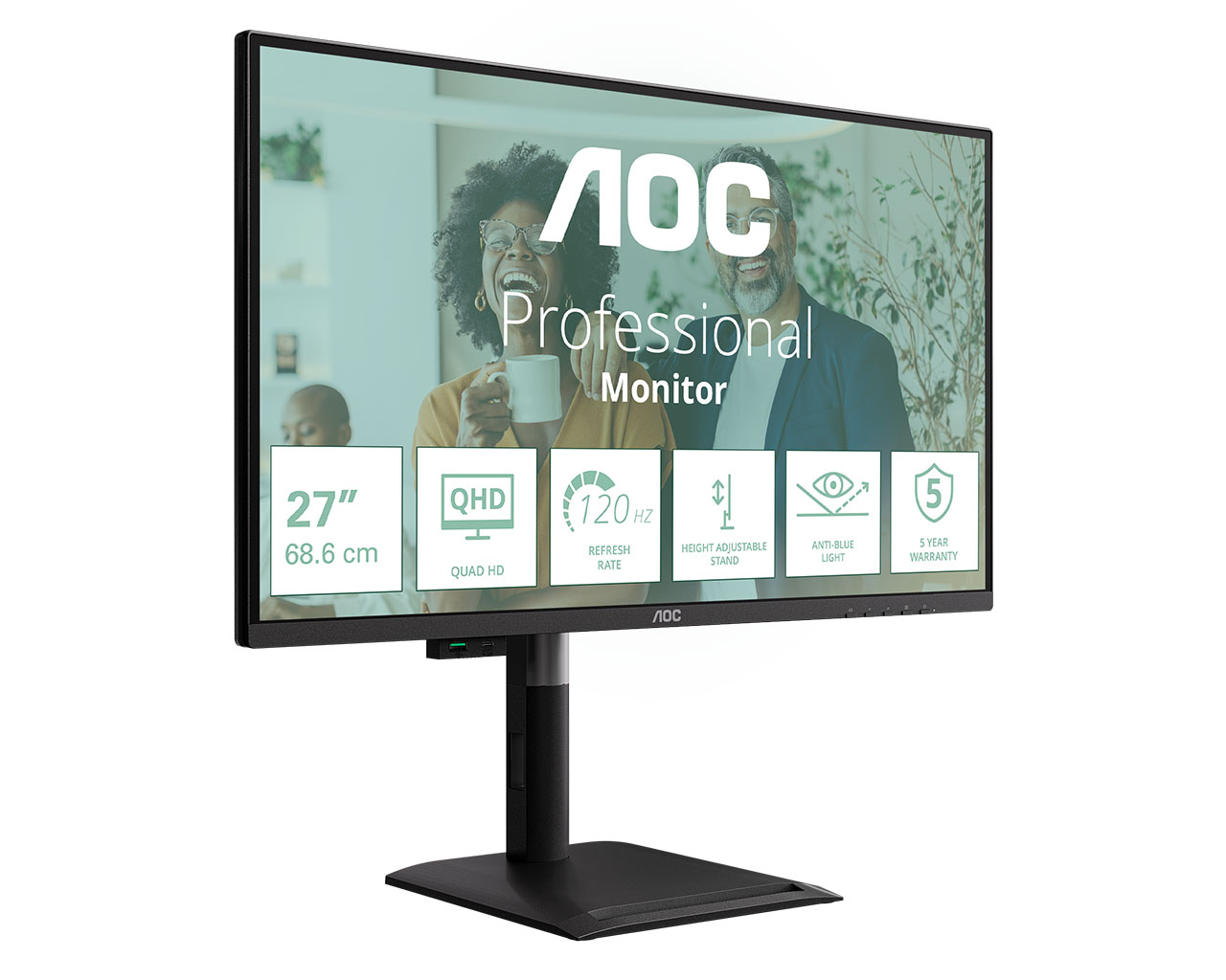LED monitor AOC Q27P4CV 27 QHD IPS 120Hz USB-C 96W PD
