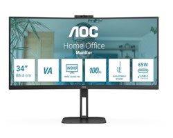 Ukrivljen LED monitor AOC CU34V5CW/BK 34 VA WQHD 100Hz USB-C s spletno kamero