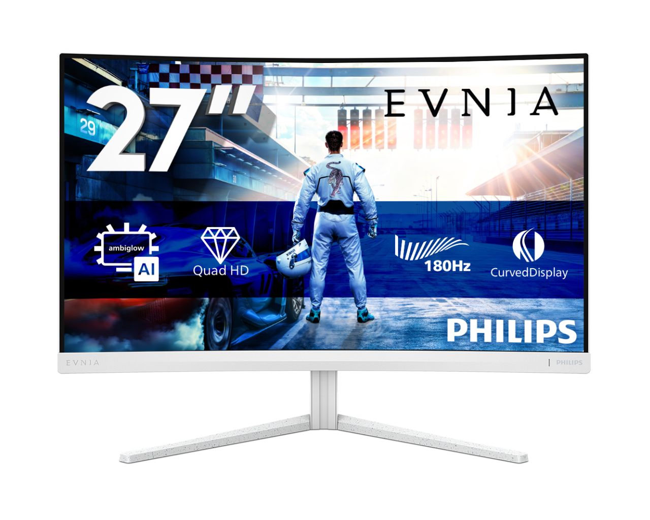 Ukrivljen gaming monitor Philips Evnia 27M2C5501 27 QHD FVA 180Hz Ambiglow