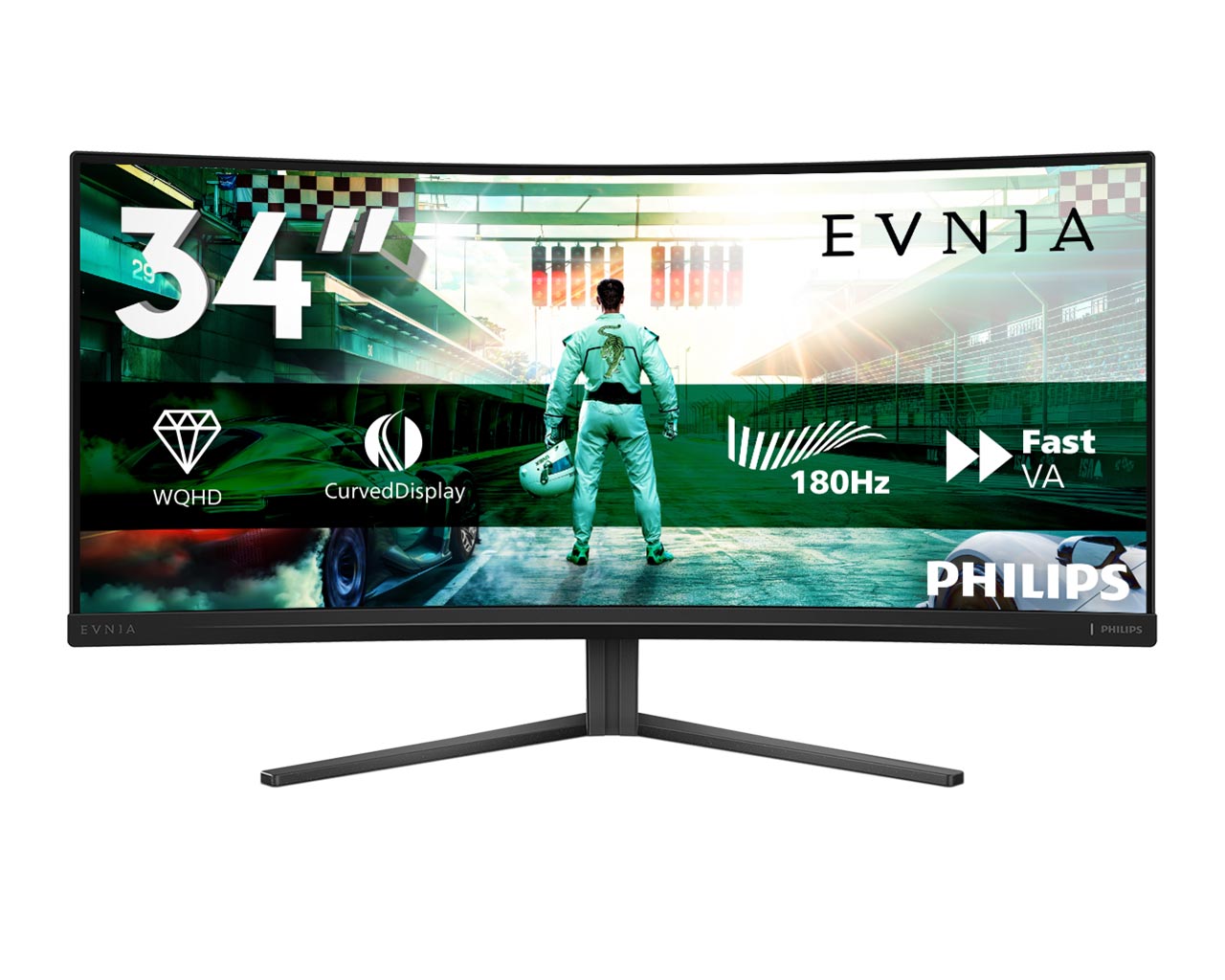 Ukrivljen gaming monitor Philips Evnia 34M2C3500L 34 WQHD FVA 180Hz