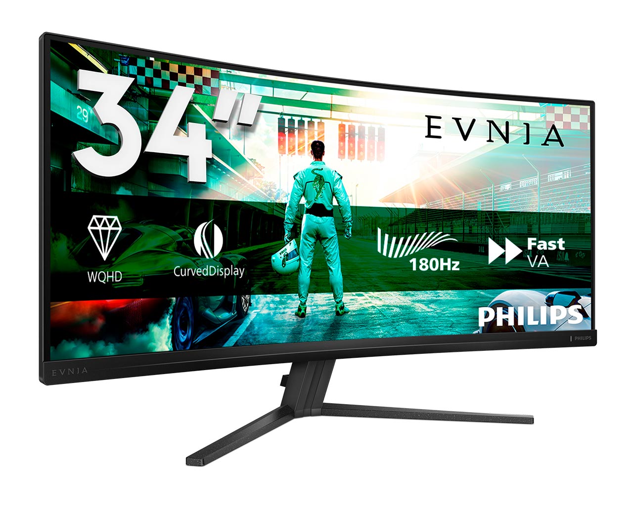 Ukrivljen gaming monitor Philips Evnia 34M2C3500L 34 WQHD FVA 180Hz