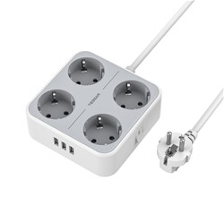 TESSAN 302C namizni razdelilec, 4x vtičnica, 2x USB-A, 1x USB-C, 2 m kabel