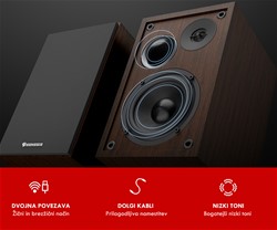 Računalniški zvočniki GENESIS ARSEN 302BT, 20W, BassReflex, gumbi, MDF, rjav