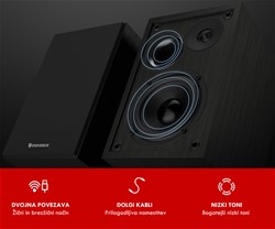 Računalniški zvočniki GENESIS ARSEN 302BT, 20W, BassReflex, gumbi, MDF, črn