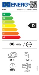 Vgradni pomivalni stroj Beko  BDIN25323, 60cm