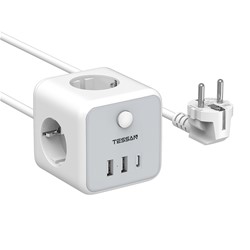 Tessan 301C namizni razdelilec, 3x vtičnica, 2x USB-A, 1x USB-C