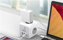 Tessan 301C namizni razdelilec, 3x vtičnica, 2x USB-A, 1x USB-C