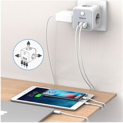 Tessan 301DE-C vtični razdelilec, 3x vtičnica, 2x USB-A, 1x USB-C