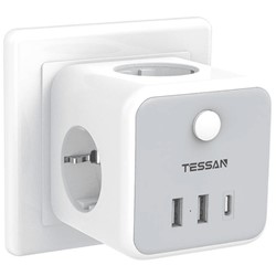 Tessan 301DE-C vtični razdelilec, 3x vtičnica, 2x USB-A, 1x USB-C