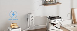 Tessan 306C namizni razdelilec, 6x vtičnica, 2x USB-A, 1x USB-C, 2 m kabel