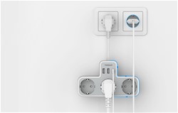 Tessan 323X-C namizni razdelilec, 3x vtičnica, 2x USB-A, 1x USB-C, 15 cm kabel