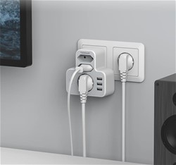 Tessan 327 vtični razdelilec, 1x Schuko + 2x Euro vtičnici, 3x USB-A