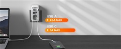 Tessan 328 vtični razdelilec, 2x vtičnica (Schuko + Euro), 3x USB-A, 1x USB-C
