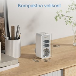 Tessan 330C vtični razdelilec, 1x Schuko + 2x Euro vtičnici, 1x USB-A, 1x USB-C