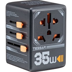 Tessan WTA02 potovalni adapter, 2x USB-A, 2x USB-C, 35W